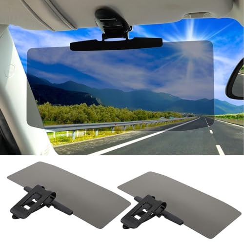 Sun Visor Extension for Car (2Pcs), Anti-Glare, Front Seat Driver Passenger | UV & anti-glare for clear road vision. Non-slip clip holds firm on bumpy roads. Fits most cars, folds flat for easy storage