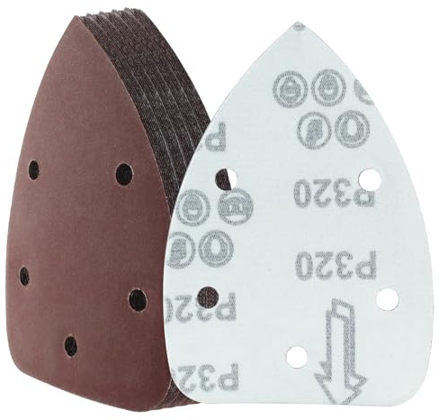 Cjueiom Mouse Sander Sandpaper, 320 Grit, 140mm | 25 Pcs, 5 Hole, Hook and Loop, Sander Pads