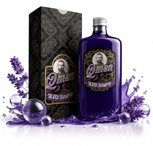 QMEN Silver Shampoo 500ml | Champú Violeta Matizador Canas Hombre | Neutraliza Tonos Amarillos | Potencia Tono Plateado | Champú para Cabello Blanco y Gris | Matizador Canas Hombre y Mujer | Pelo Gris