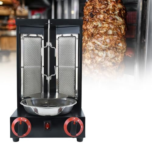 Máquina para shawarma, máquina Vertical a Gas para Doner Kebab, máquina para Asar shawarma Vertical, asador Vertical a Gas propano con 2 quemadores, Color Negro, 110 V