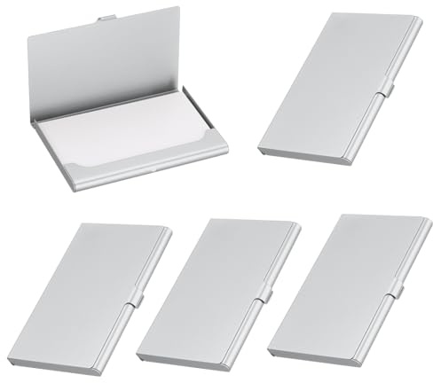 PATIKIL Visitenkartenetui 5 Stück Aluminium Metall Kartenhalter Professionelle Tasche Kartenhalter Für Visitenkarten Kreditkarten Silber