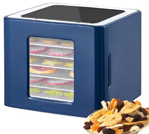 6 vassoi disidratatore Alimentare Elettrico, Macchina per asciugacapelli, con Timer di visualizzazione LCD, Temperatura Regolabile 35-70 ℃, Timer Digitale da 48 Ore, per Verdure di Pesce Erba A