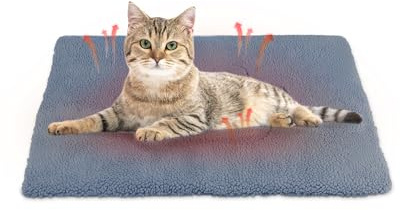 ANWA Selbstheizende Katzenunterlage, 61 x 46 cm, maschinenwaschbar, beheiztes Katzenbett und Heizmatte, rutschfeste Thermo-Haustierunterlage für Indoor/Outdoor-Katzen