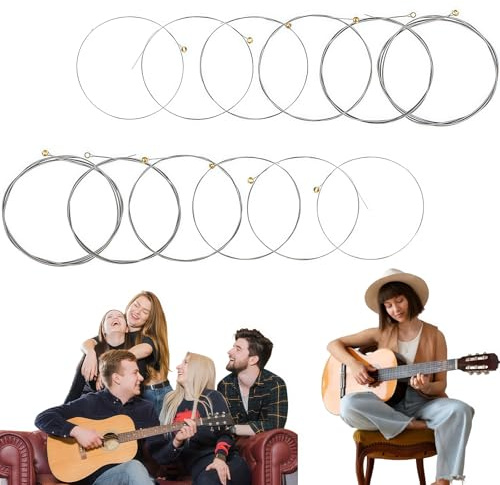 12 Pack Electric Guitar Strings, Acoustic Guitar Strings Electric Guitars, Ball of String for Balanced Tone, Convenient and Durable Performance Playing