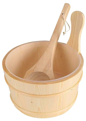 Set Secchio E Mestolo Per Sauna, Secchio Per Sauna In Legno Da 6 Litri Con Rivestimento In Plastica E Mestolo Accessorio Spa Per Bagni Vasca Idromassaggio, Bu