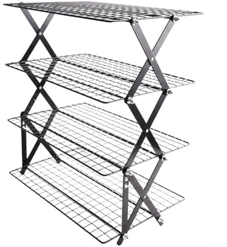 Grille de refroidissement pour la cuisine et la pâtisserie, grille de refroidissement pliable, empilable, pour cuisine et camping (quatre couches)