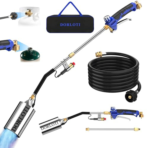 Propane Torch Weed Burner Kit,High Heat Output with Long/Short Mode & Storage Bag,12.5FT Hose Heavy Duty Blow Torch Flamethrower with Self Igniter and Turbo Trigger for Weeding,Roofing,BBQ,Melting Ice