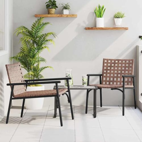 Frdhee Gartenmöbel, Bistrostuhl, Außen Esstischstühle, Gartenstuhl 2 pcs Schwarz 79 x 56 x 73.5cm Poly-Rattan Für Ferienhäuser Hinterhof Schwimmbad
