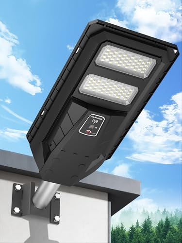 Ofuray Lampadaire Solaire Exterieur, 3000K/4000K/6500K Lampes Solaires avec Détecteur de Mouvement, IP67 Étanche Projecteur Led Solaire Exteriéur Puissant pour Jardin, Cour, Parking, OLT-1Pack