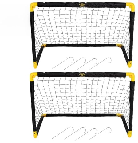 Umbro Fußballtor – Football Goal 90 × 59 × 61 cm – Set mit 2 Toren – Faltbares Fußballtor – Leicht zu Verstauen – Trainingsziel für Kinder und Erwachsene – Kunststoff – Schwarz/Gelb