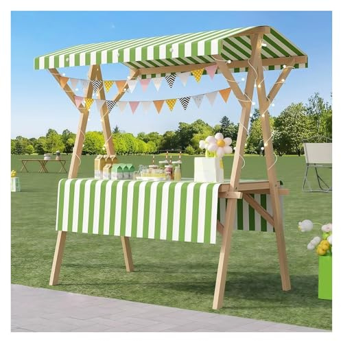 Hopfällbar matvagn i trä med hjul, kraftig mobilleverantörsstativ för jordbruksmarknaden, mellanmål, desserter, street kiosk, 150 cm längd