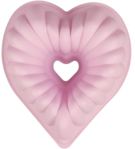 GMMH Extra stor bakform i hjärtform av silikon XXL tårta (rosa) kakform för bakning, 30 cm brödform för bröllop eller alla hjärtans dag, hjärta Gugelhupf skåltårta kulhopp