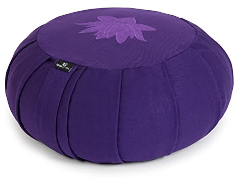 Yoga Studio Pleated Round Zafu Buckwheat Meditation Cushion - Lotus Leaf (Purple)