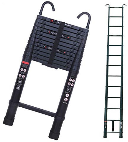 12.5ft Aluminium Telescopic Ladder Extension Foldable Ladders and Ladder Roof Hooks for Home DIY Project 3.8M Max Load 150kg/330lbs