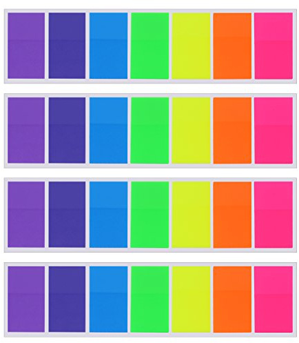Pangda 560 Sheets Sticky Index Tabs Transparent Sticky Page Markers Flags Index Tabs Notes Tab Stickers Writable Labels Text Highlighter Strips, 20 x 45 mm, 4 Sets, 7 Colors