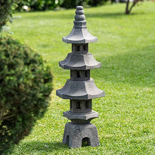 Lanterne Japonaise Pagode En Pierre De Lave Jardin Zen 100 Cm