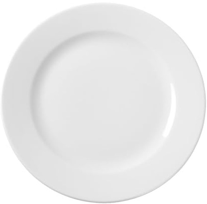 HENDI Plato de Cena, plato llano, bordes reforzados, esmalte de calidad, resistente a los impactos y al desgaste, apto para el microondas y el lavavajillas, ø160mm, porcelana blanca