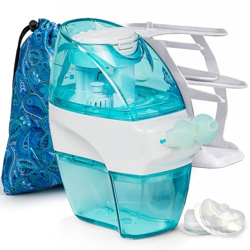 Navage Nasal Care Deluxe Bundle – Powered Nose Cleaner for Congestion Relief w/ 30 SaltPods, Storage Caddy, Paisley Travel Bag & Batteries ($137 Value). Sinus Rinse for Clinically Proven Benefits