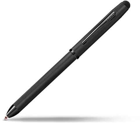 Cross Tech 3+ Multifunktionsschreibgerät (Geschenkbox, Drehbleistift, Kugelschreiber, Radierer/Stylus Kappe) Gebürstetes Schwarz PVD, 1 Stück (1er Pack)