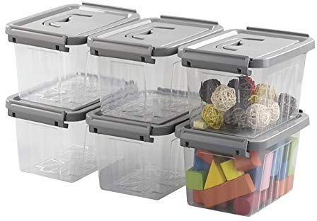 Gitany 3 Liter Small Plastic Containers Set of 6, Clear Storage Boxes with Lids