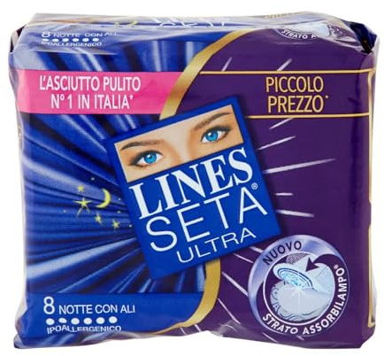 Damenbinden Lines Seide Ultra Night mit Flügeln, 6 Packungen à 8 (6)