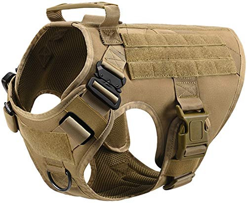 DHGTEP Anti Zug Hundegeschirr für Große Hunde Taktisches Militär Hundegeschirr Deutscher Schäferhund Dobermann Labrador Service Hundetraining Produkt (Color : Brown, Size : L)