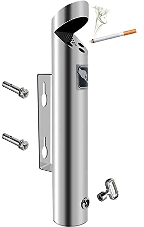 YXZN Edelstahl Aschenbecher 2L Outdoor Wandmontage Zigarette Asche Mülleimer Rostfrei Abschließbar Großwand Aschenbecher