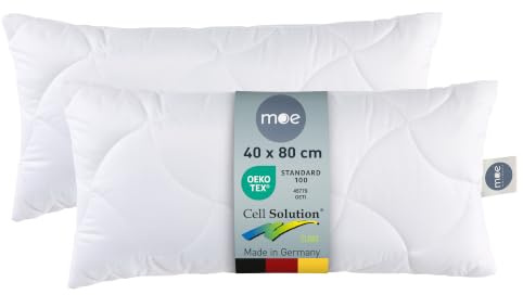 moe 2er Set Breezy Dream Steppkissen 40x80 cm - temperaturregulierendes Kissen mit Steppmuster, Kopfkissen, Made in Germany, Bezug 100% Baumwolle, auch für Allergiker geeignet, Füllmenge 325 g
