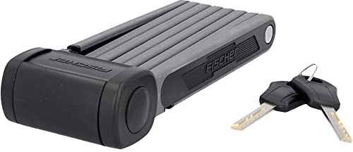 Fischer Faltschloss PROTEC FKS85 Soft-Touch, Fahrradschloss, Faltschloss mit 2 Schlüsseln, 85 cm, schwarz