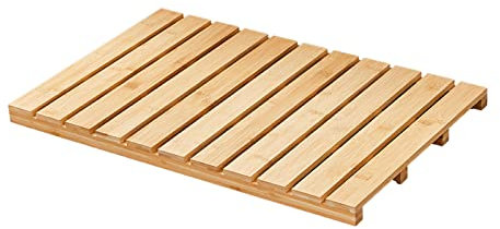 Zhaomi Spa Matte Holzmatte für Bad und Dusche,Saunamatte für den Innen,Modische Bambus Badematte,Badematte aus Holz,Leicht zu Reinigen,für Innen- und Außenbereich (120x70cm/47x28in)