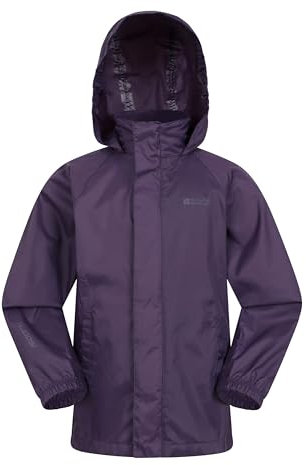 Mountain Warehouse Pakka Kids Waterproof Jacket - Wind Resistant, Lightweight,Breathable Rain Coat for Girls & Boys, Packaway Bag - For Rain, Autumn, Winter Dark Purple Teen Size 13 Years