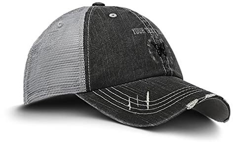 Distressed Trucker Hat Zebra Longwing Butterfly Insects Cotton Trucker Hats for Men & Women Black Gray Personalized Text Here