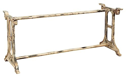 Biscottini Tischgestell aus Gusseisen, Tisch aus Schmiedeeisen für den Garten, Tischfuß mit antiker Oberfläche, Tischplatte aus Glas, Gartentisch