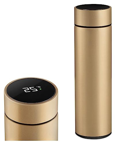 Maverton Mug de voyage pour hommes et pour femmes | Bouteille isotherme 450 ml, Thermos café/thé avec Indicateur de Température à LED, Tasse en inox, pour anniversaire