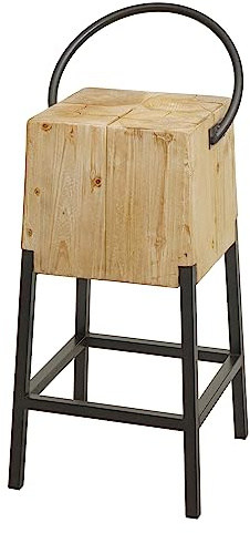Mendler Barhocker HWC-L76 Industrial Metall Massiv-Holz, Natur | Barstuhl, Tresenhocker