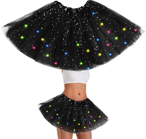 Women's Light Up Tutu Skrit LED Tutus Black Tulle Dance Skirts