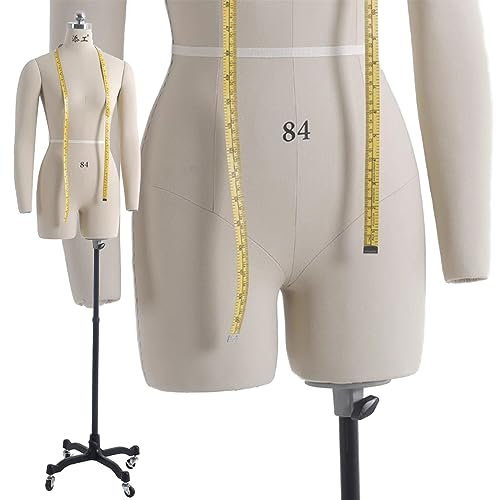 WAHHWF Female Mannequin Torso Dress Forms for Sewing, Pinnable Body Form with 2 Soft Arms, Tailor Dressmaker Dummy Mannequin on Wheels, Adult Full Size (Color : White, Size : L)