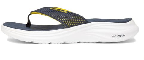 Skechers Sandalia de espuma Vapor SaytoVAPOR para hombre, Navy Kpu Yellow Trim, 42 EU