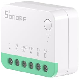 SONOFF MINIR4M Matter WiFi 10A Interruttore Smart Switch 2-Way, Interruttore intelligente, modalità relè staccabile, WiFi 2.4G relè smart, controllo APP, Funziona con Alexa, Google Home,eWeLink