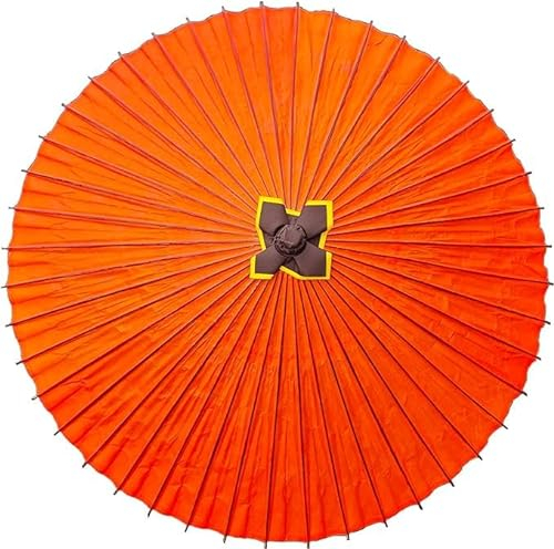山本竹細工屋 (YAMAMOTOTAKIZAYIKUYA) Asian Home Regenschirm, handgemacht, japanisches geöltes Papier, halböffnbar, 75 cm, Safrangelb