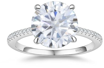 BAGUTTA PAVONE 1.5CT CZ Round Cut Engagement Rings for Women,Women’s 925 Sterling Silver Solitaire Wedding Bands Engagement Promise Rings for Her with 18K White Gold Plated Size 7