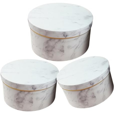 EXCEART Floral Favor Box Set Von 3 Runde Marmor Boxen Deckel Für Blumenarrangement Hochzeit Decor