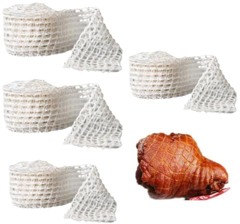 Chaies Tubo di filetto per carne, filetto per carne | Rete da forno elastica a 4 rotoli, filetto di prosciutto di pollame da carne affumicato, rotolo di filetto di manzo, filetto di spago da macellaio