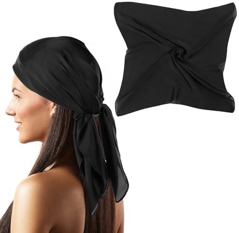 Qianyu Großes Quadratisches Satin-Kopftuch Leichtes Haartuch Seidentuch Halstuch Haarbandana Elegante Bandana Haarschmuck zum Schlafen für Frauen und Mädchen in der Nacht (70 x 70cm)