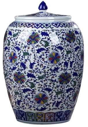 Rice Bucket 25KG Grain Dispenser Airtight Food Storage Container with Lid Ceramic Rice Jar Rice Storage Bucket Bin for Soybeans Corn Flour Oatmeal