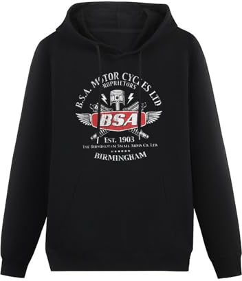 YIJIALIN Bsa Vintage Motorcycles Birmingham Motorbike Hoodie Hoody Mens Unisex Black 3XL