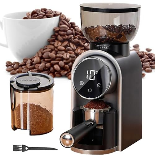Moulin à café avec bac de réception de Poudre, Moulin à Grains de café Automatique avec 25 réglages précis, capacité de 250 g, Moulin à Grains de café électrique pour Usage Domestique, pour Expresso