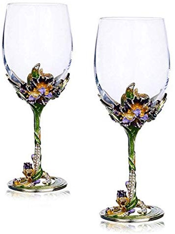 Juego de whisky de cristal for whisky, juego de 2 copas de vino tinto, copas de vino grandes, 350 ml, perfectas for aniversarios y bodas, regalos de vino(Green)