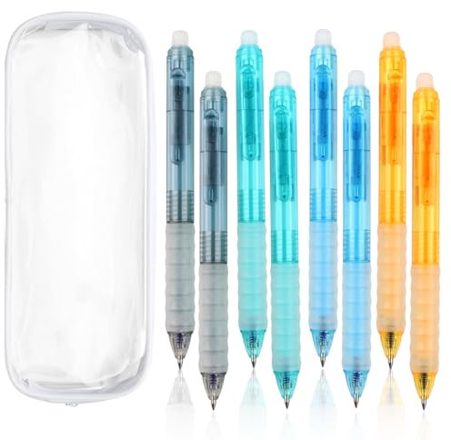 RtottiM Radierbarer Kugelschreiber, 8 Stück Tintenroller Radierbar, Radierbaren Gelstiften, Löschbare Einziehbare Stifte Mit Radiergummi, für Studenten Geschenk, Schul Bürobedarf (0,5 mm Blau)