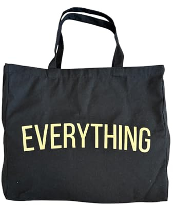XL Cotton Canvas Tote Bag for Everything. Strong, Eco friendly Shopping, Reusable Cotton Canvas, Grocery Cloth bag, Large Shopping bag for EVERYTHING (Black, Everything)